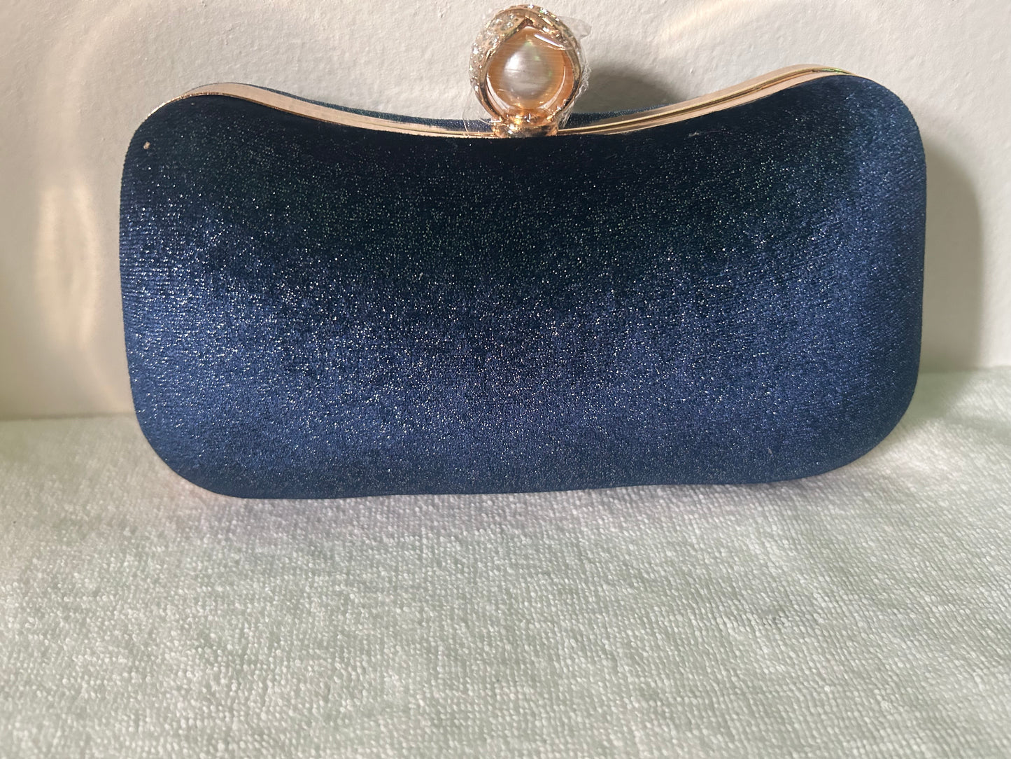 Dark Blue Velvet Clutch